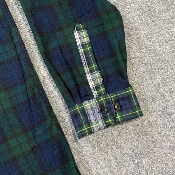 L.L. Bean Scotch Plaid Colorblock Flannel Shirt Adult XL Blue Green Blackwatch - Picture 3 of 16